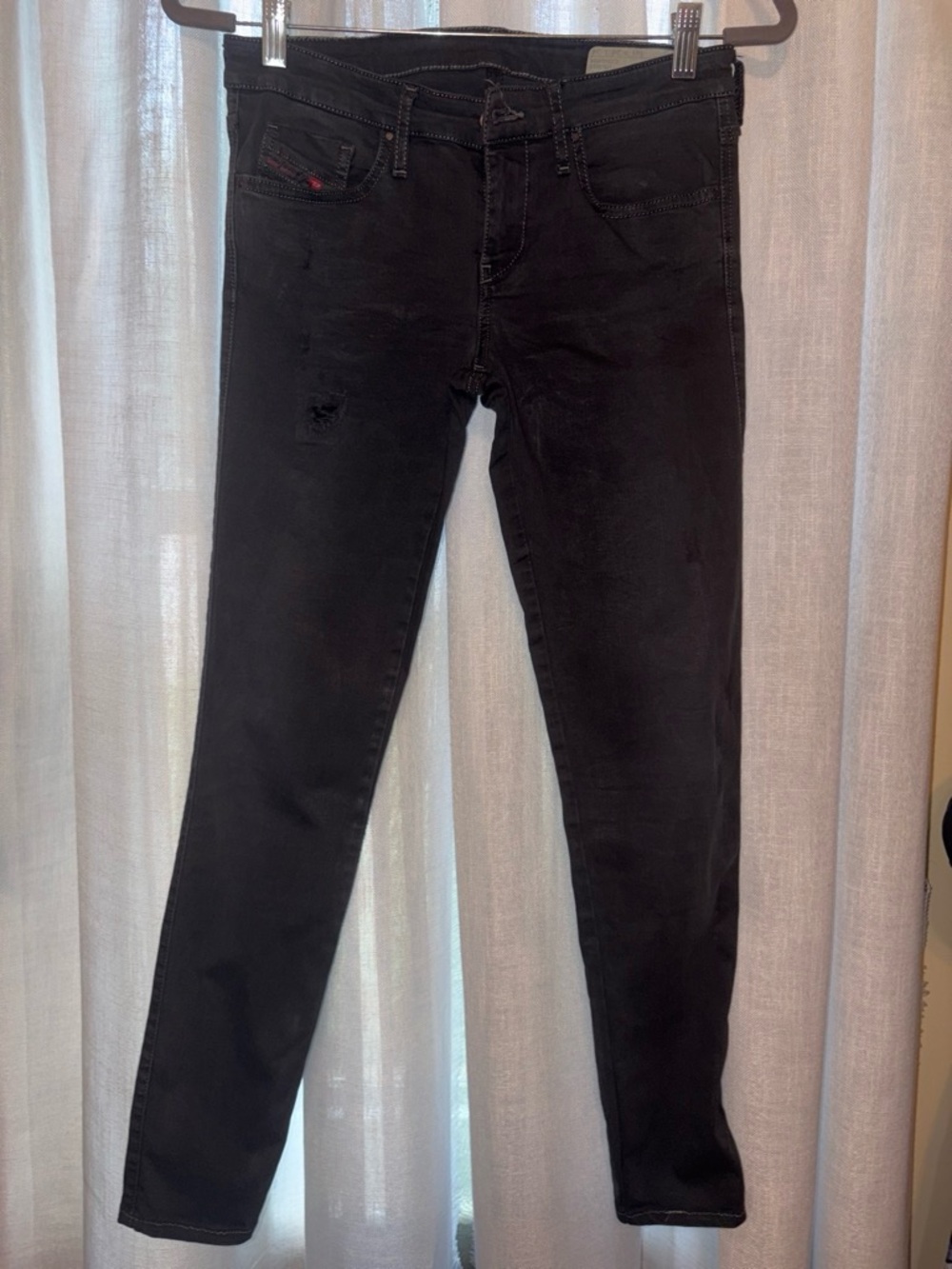 Diesel Slandy Skinny Jeans Wash 0662D Size W28 L34 Gray / Black Distressed EUC